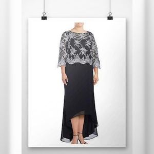 Brianna Embroidered High-Low Gown